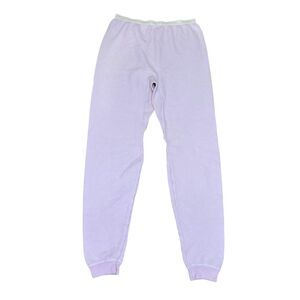 Pink Waffle Knit Thermal Jogger Pants Lounge Casual Soft Cozy Vintage Retro